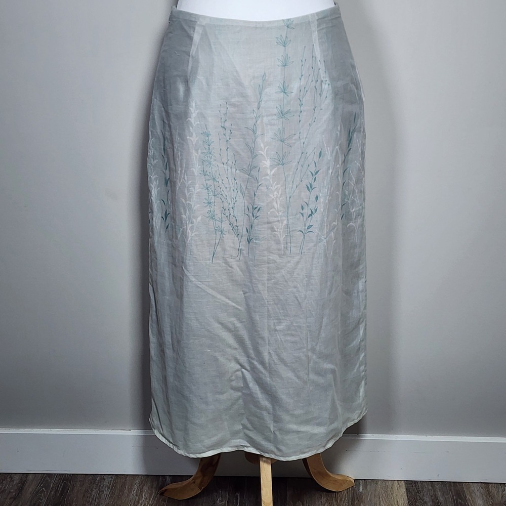 Banana Republic Maxi Skirt Womens 4 Blue Floral Cotton Lined Botanical Vacation